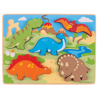 BigJigs Puzzle - Chunky Lift Out - Dinosaurs