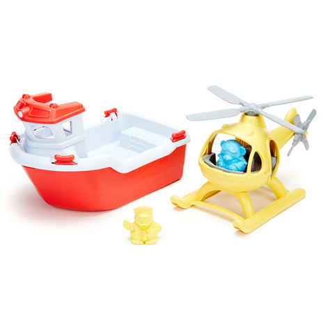 Green toys Rescue Boat and Helicopter| Funky Monkey Chickadee